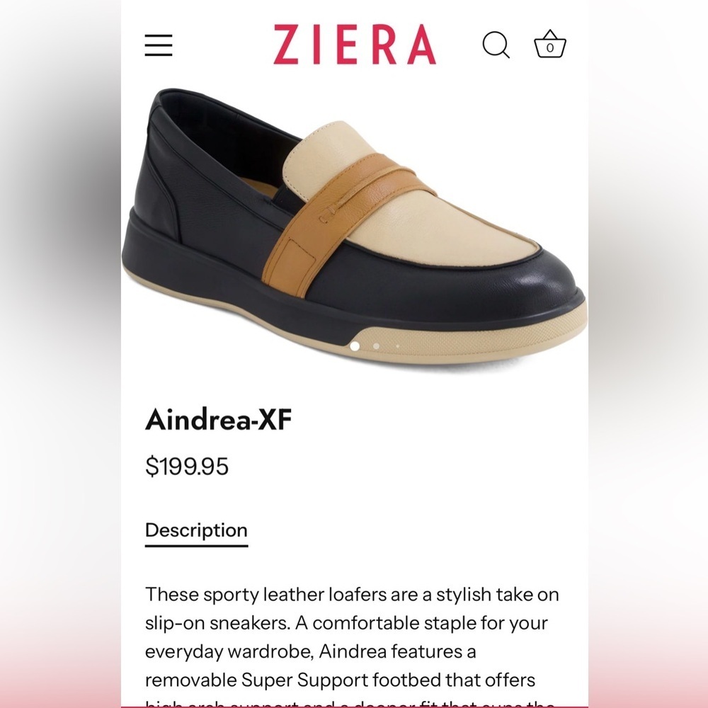 Ziera Aindrea-XF Women's Leather Loafers in Black/Cream/Tan